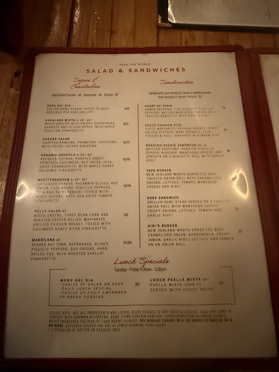 Menu Tapa The World-6