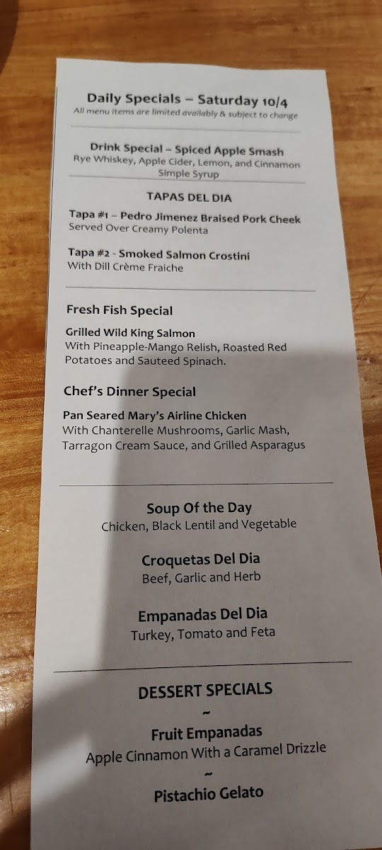 Menu Tapa The World-7