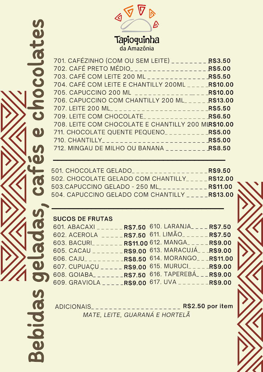 Menu Tapioquinha Da Amazônia-1