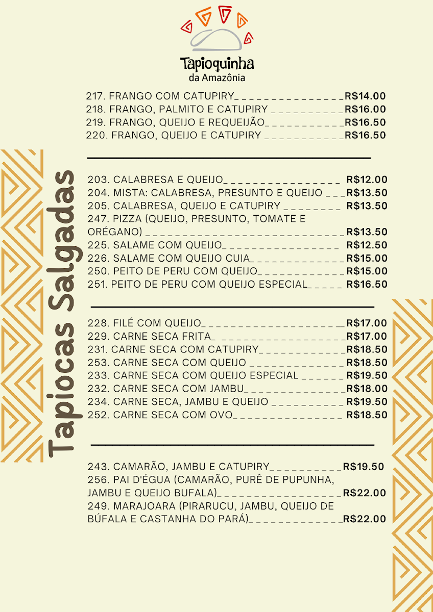 Menu Tapioquinha Da Amazônia-2