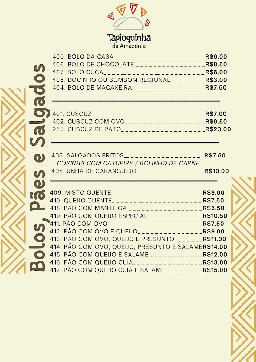 Menu Tapioquinha Da Amazônia-4