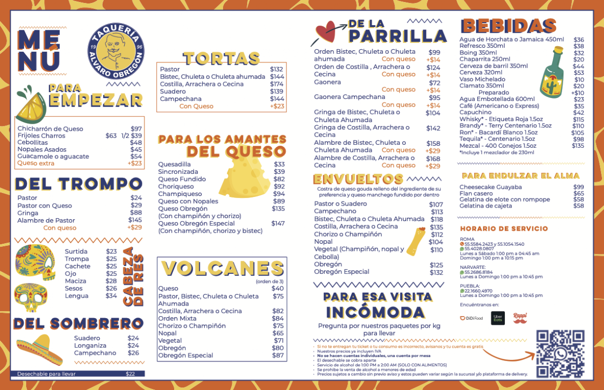 Menu Taquería Álvaro Obregón-1