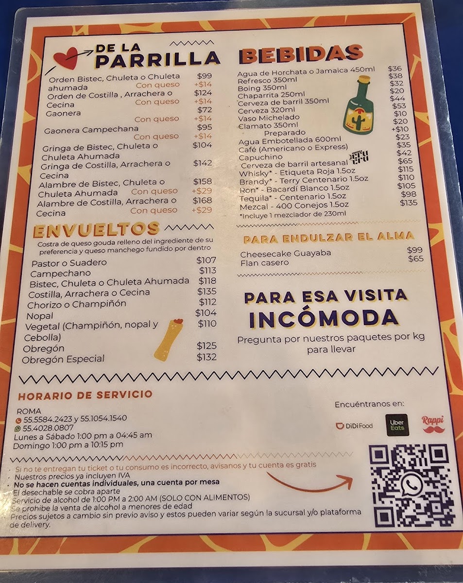 Menu Taquería Álvaro Obregón-2