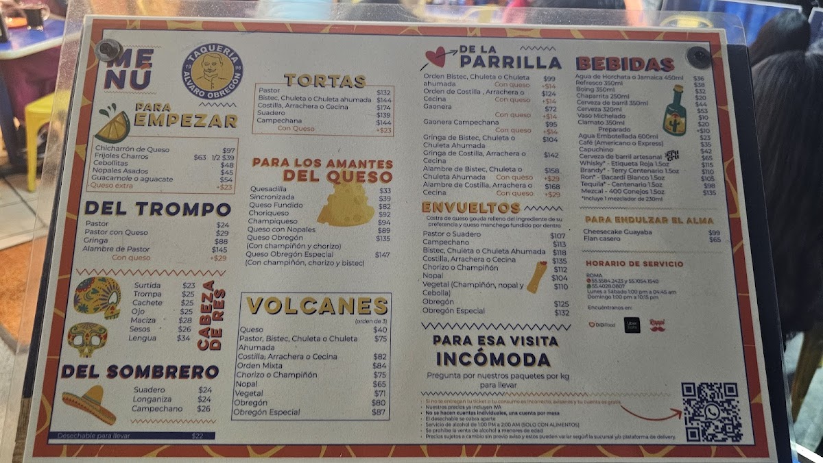 Menu Taquería Álvaro Obregón-3