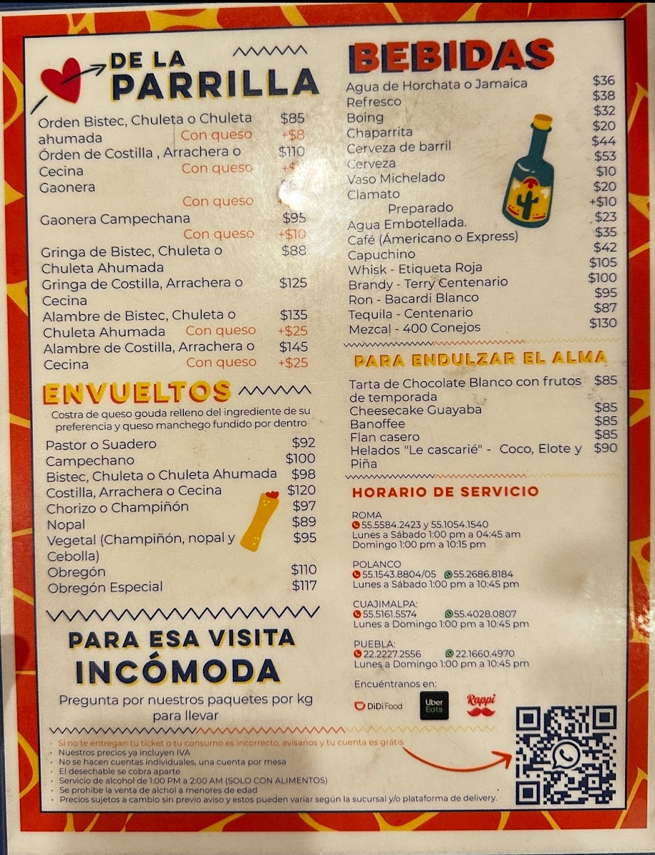 Menu Taquería Álvaro Obregón-5