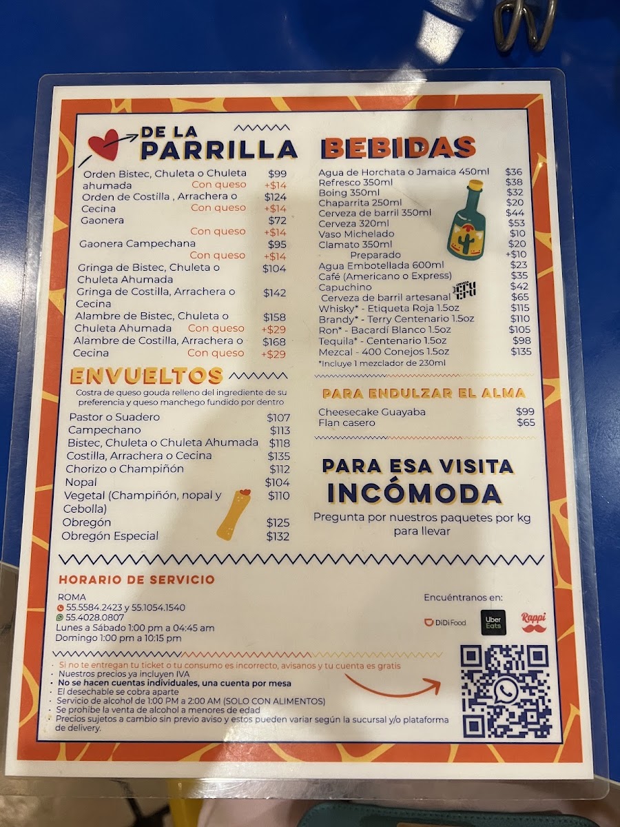 Menu Taquería Álvaro Obregón-6