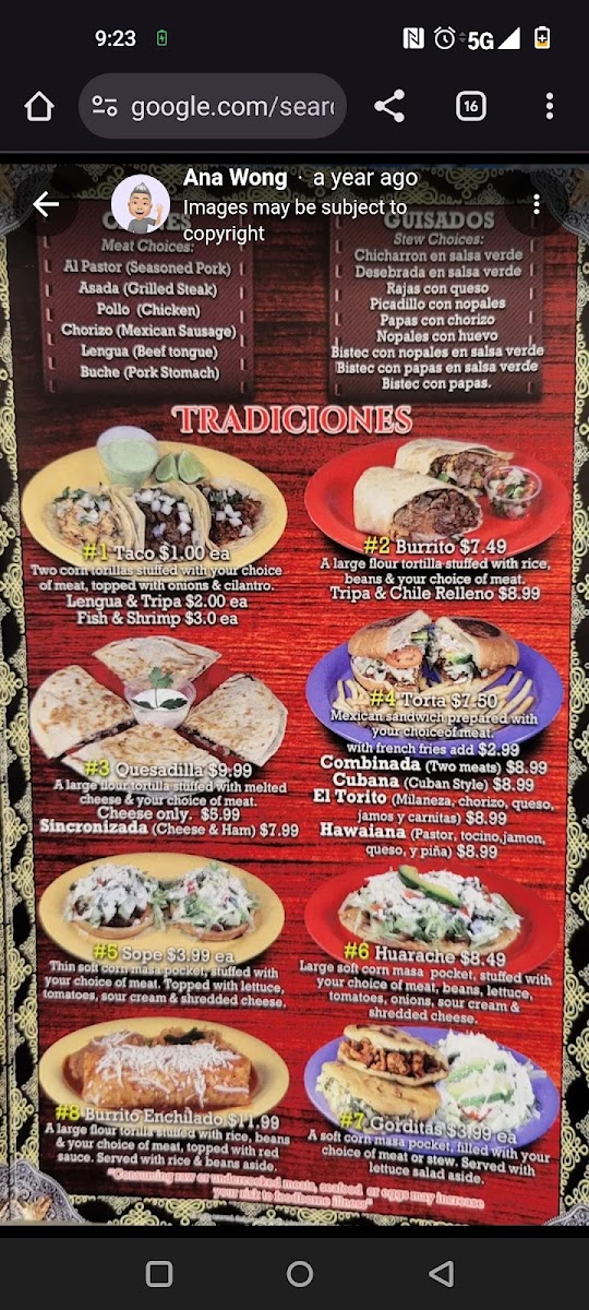 Menu Taqueria El Torito-2