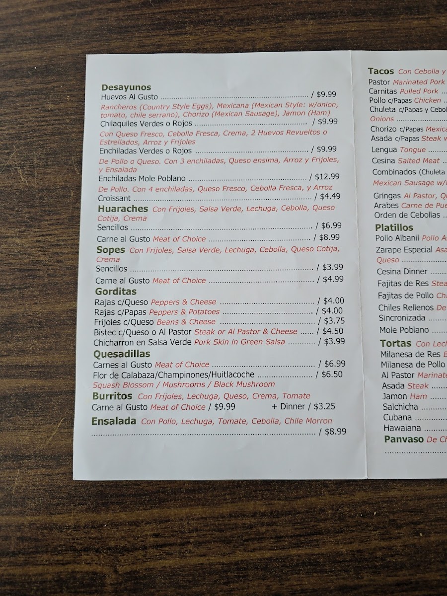Menu Taqueria El Zarape-1