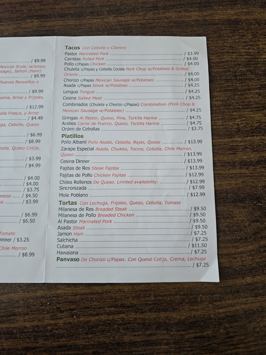 Menu Taqueria El Zarape-2