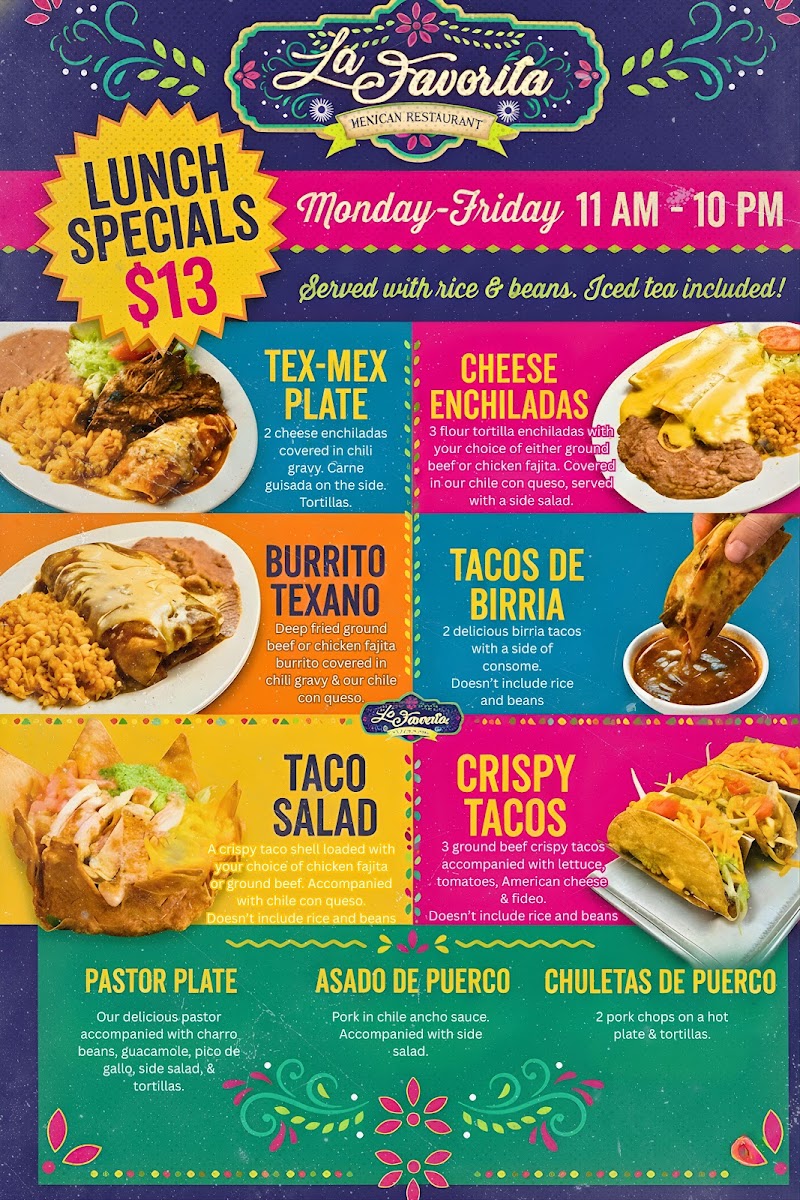 Menu Taqueria La Favorita-1