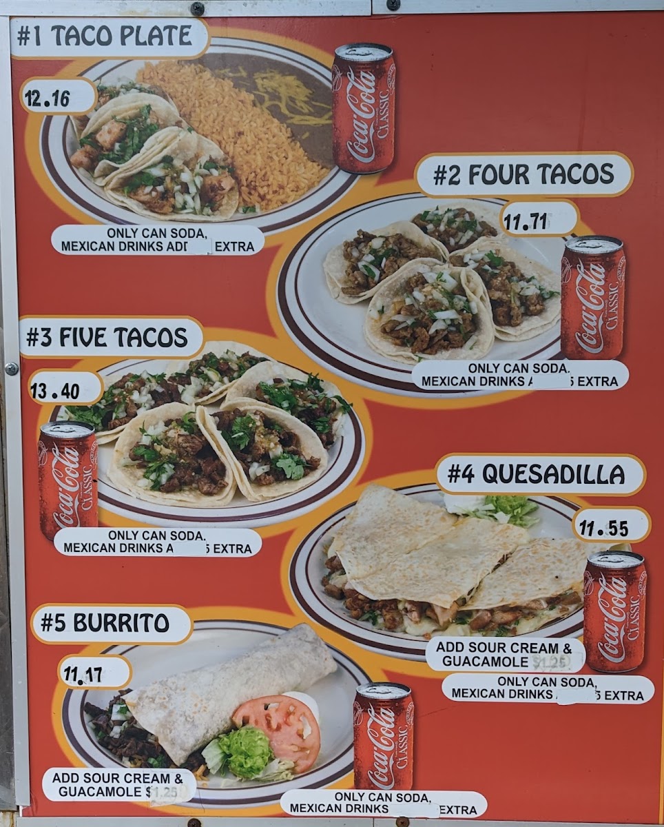 Menu Taqueria La Fondita #2-4