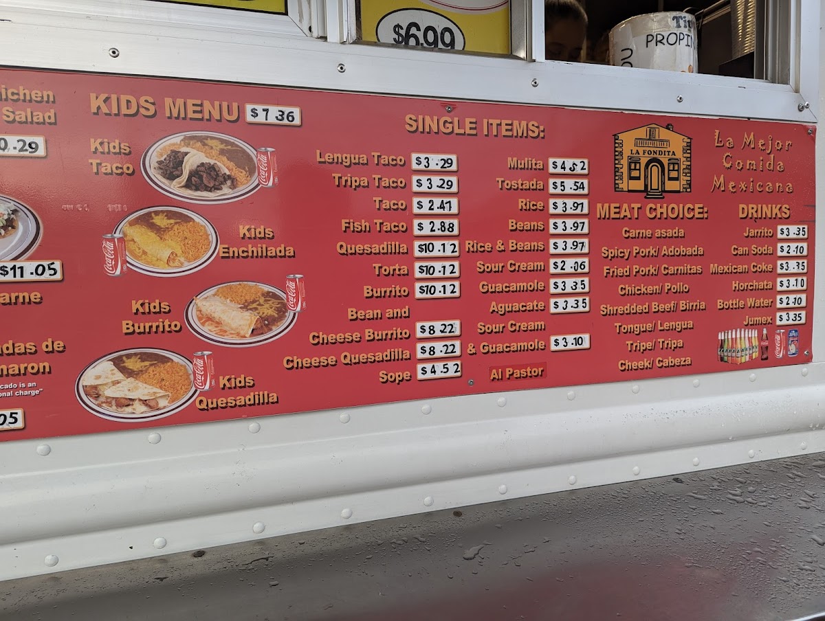Menu Taqueria La Fondita #2-5