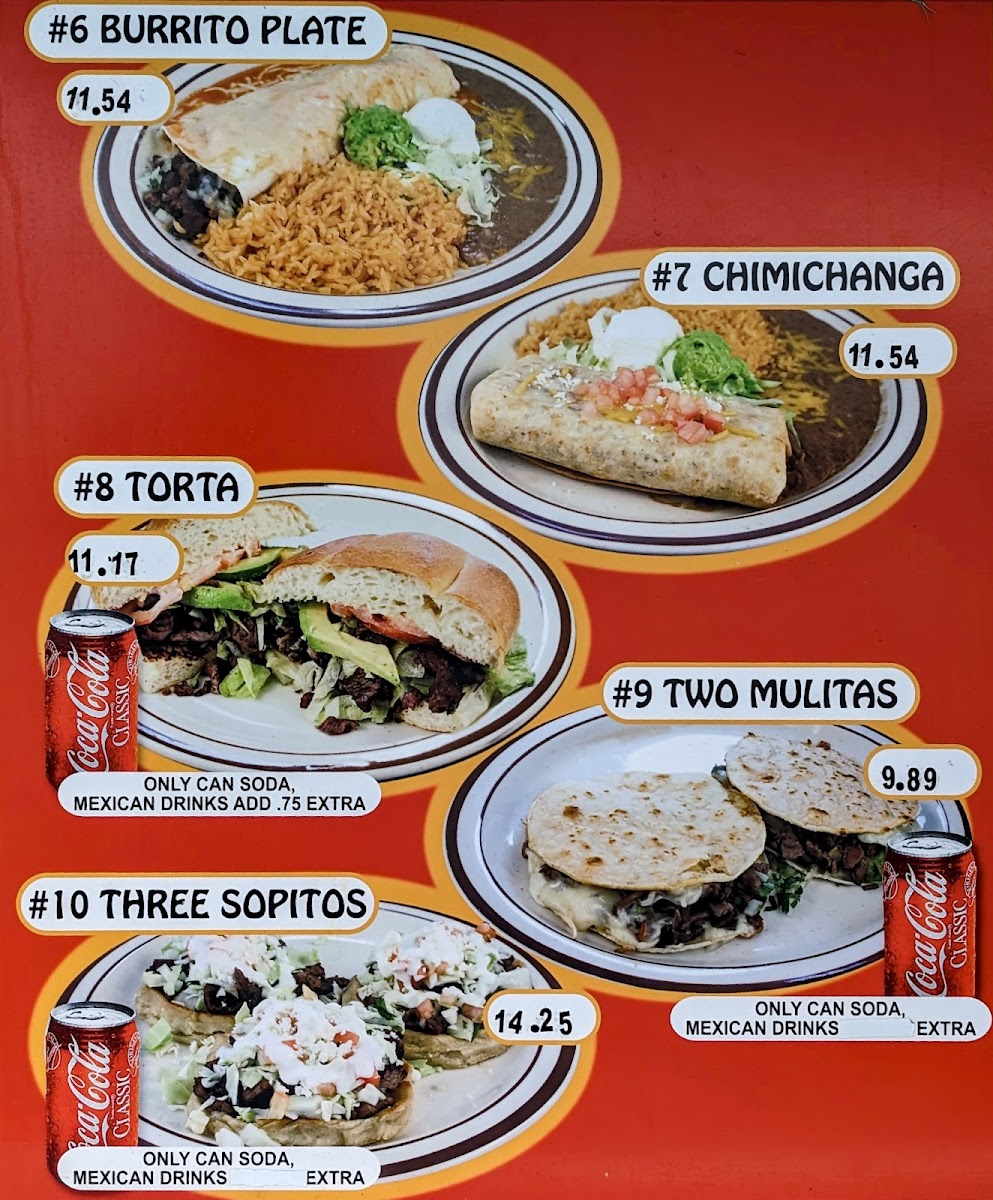 Menu Taqueria La Fondita #2-6