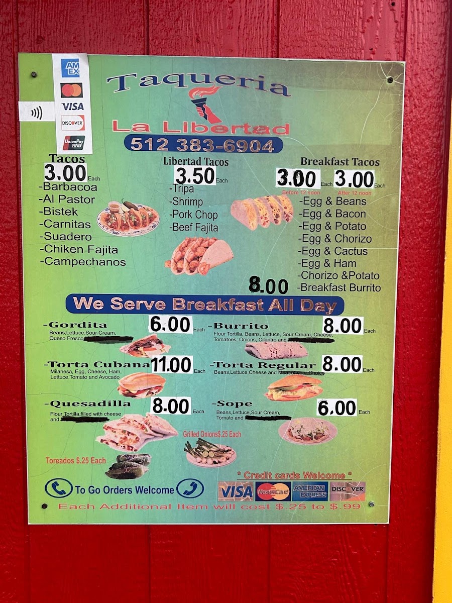 Menu Taqueria La Libertad-1