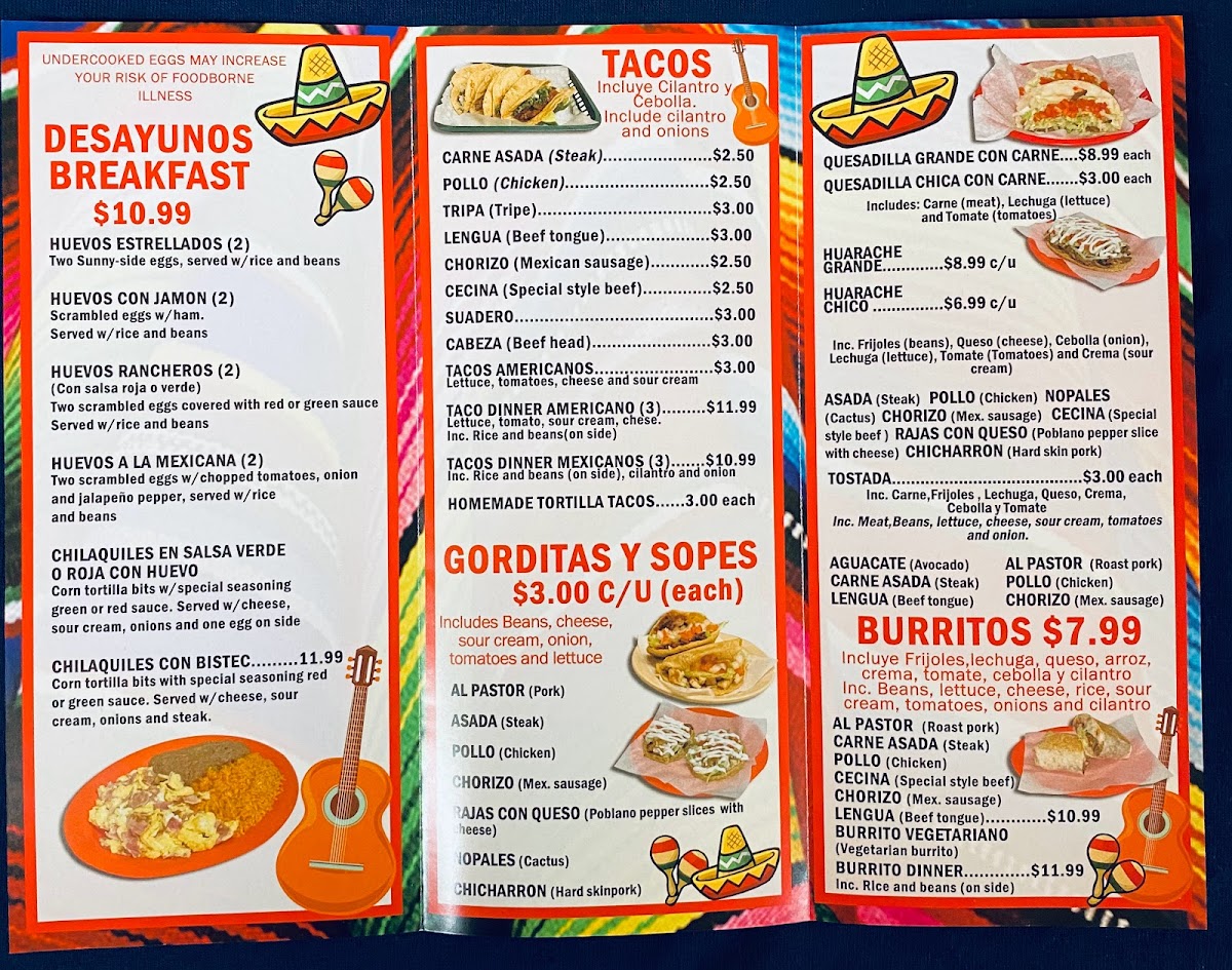 Menu Taqueria La Mexicana #2-1