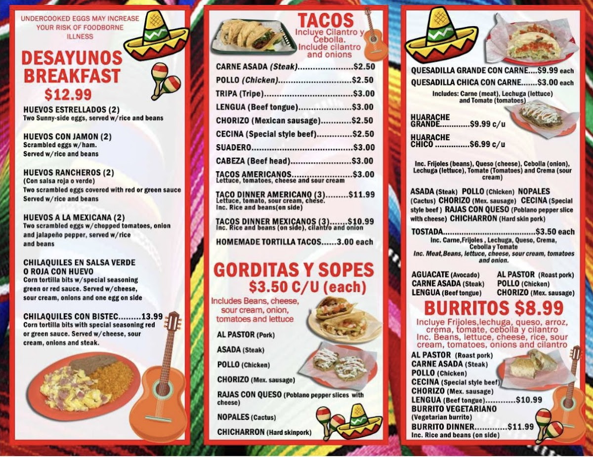 Menu Taqueria La Mexicana #2-2