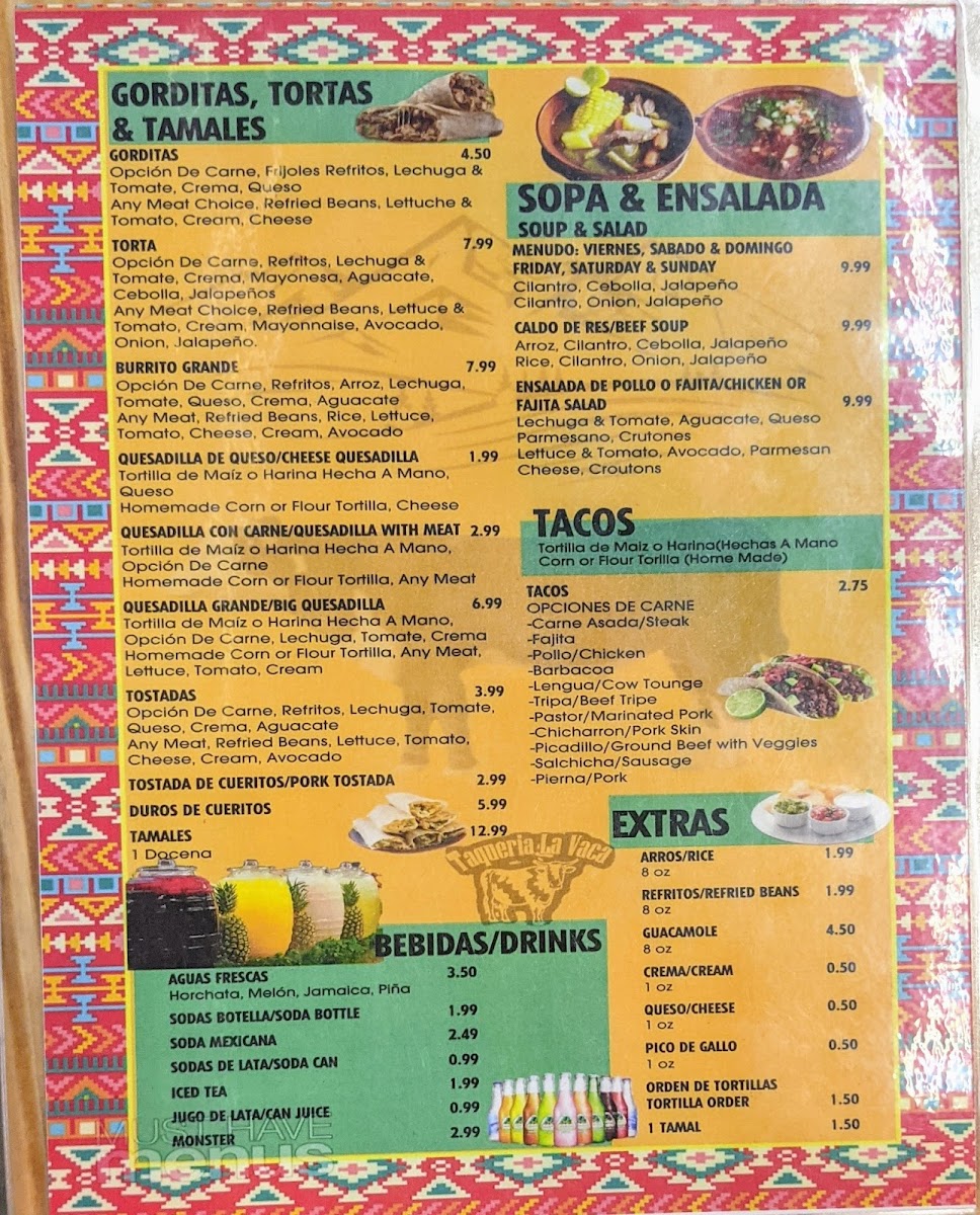 Taqueria La Vaquita Menu-1