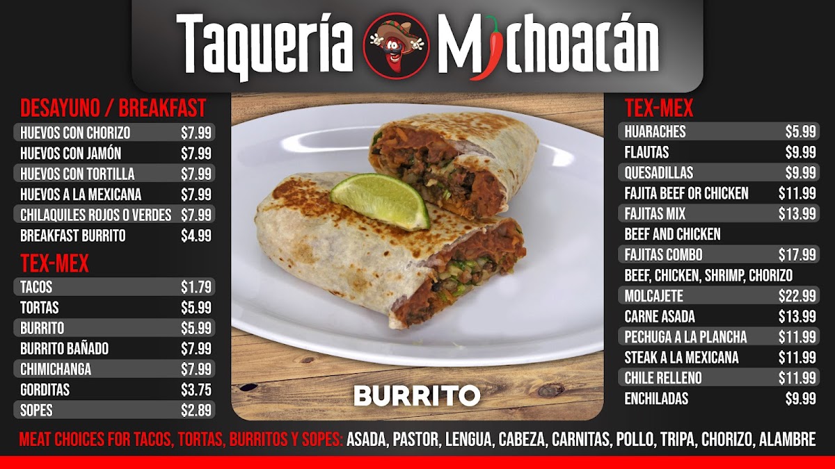 Menu Taqueria Michoacan Walnut-1