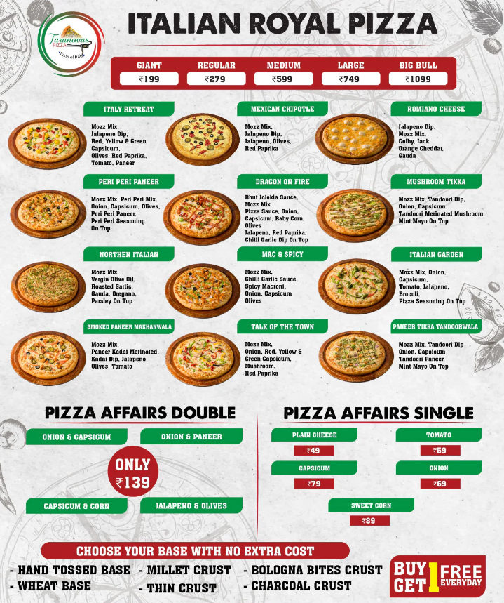 Menu Taranovas Pizza Gandhinagar-3