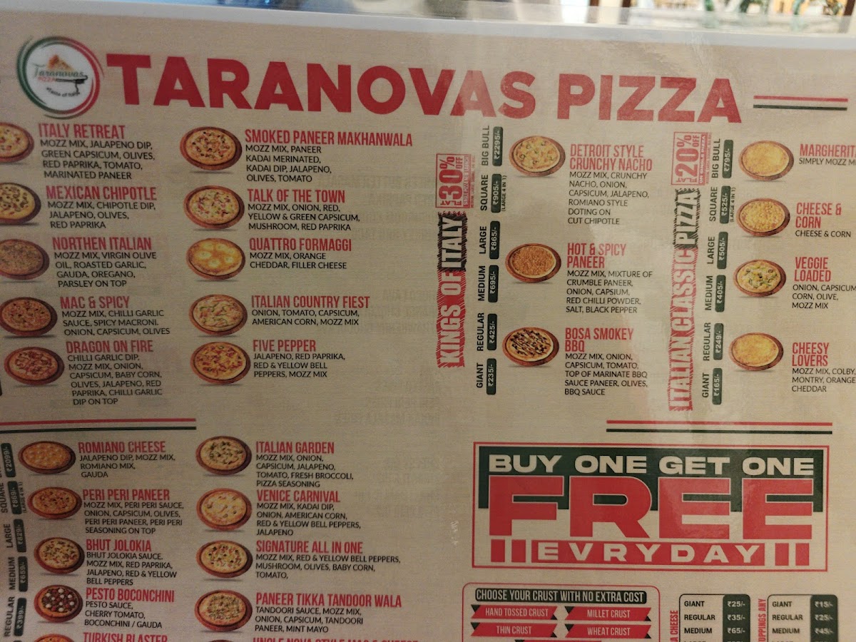 Menu Taranovas Pizza Gandhinagar-7