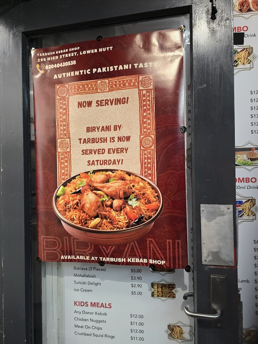 Menu Tarbush Kebab Shop Nz-1