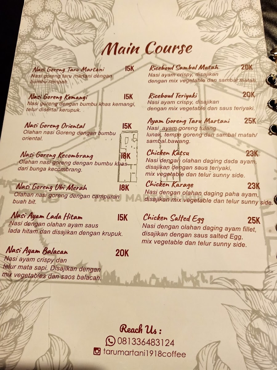 Menu Taru Martani Coffee & Resto 1918-2