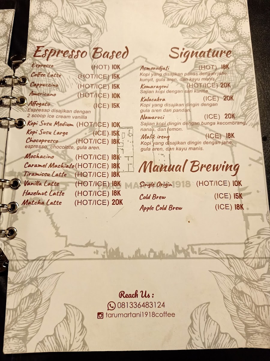 Menu Taru Martani Coffee & Resto 1918-3