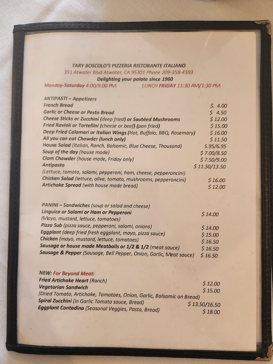 Menu Tary Boscolo's-1