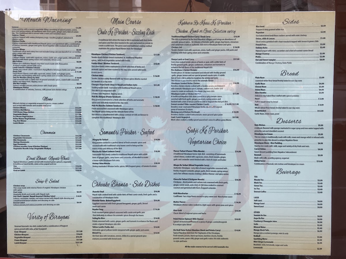 Menu Taste From Everest-1