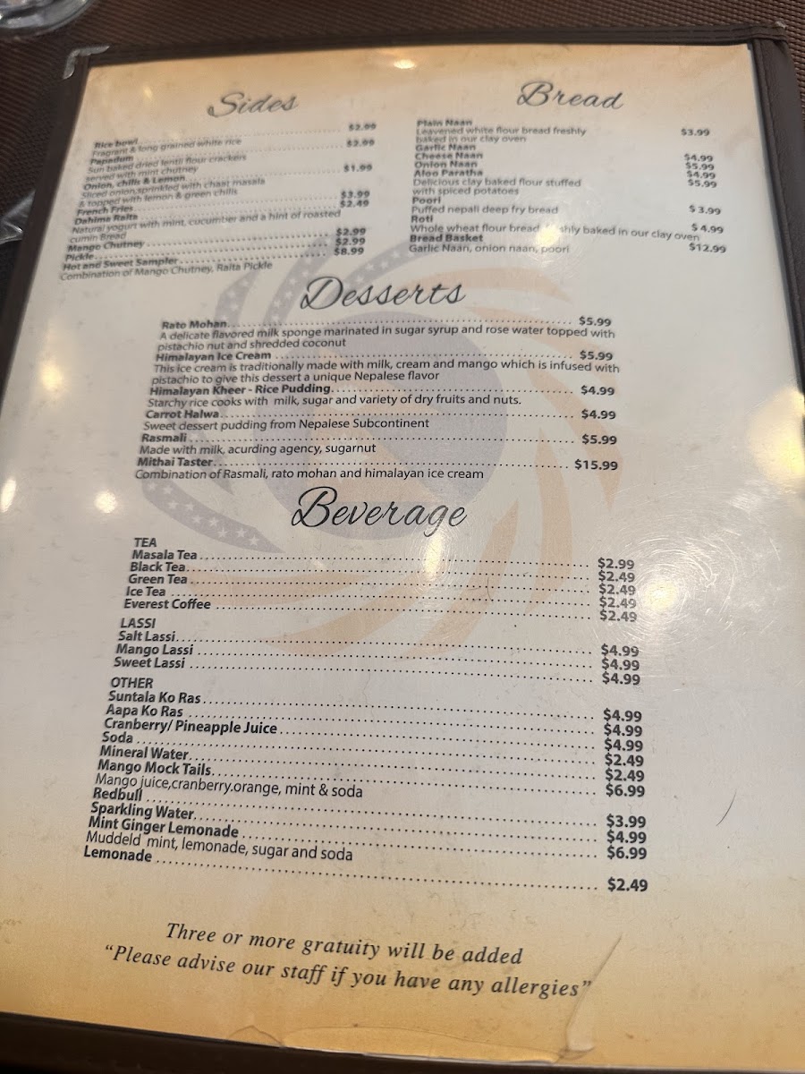 Menu Taste From Everest-2