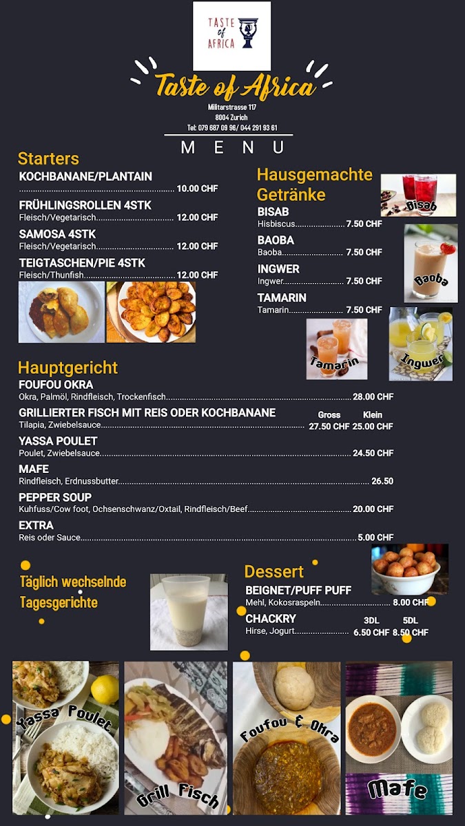 Menu Taste Of Africa-1