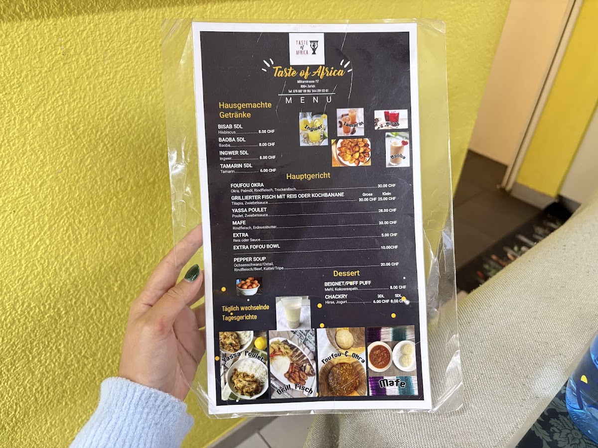 Menu Taste Of Africa-2