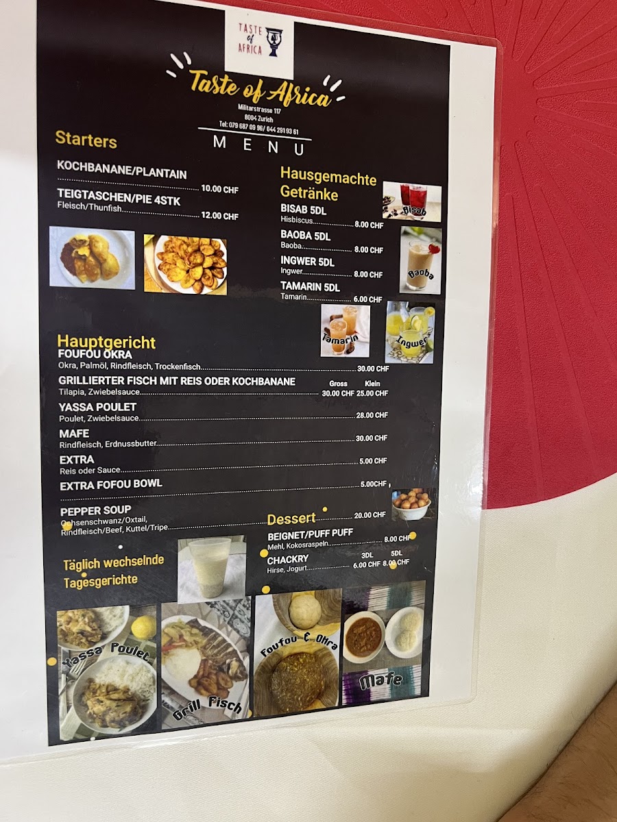 Menu Taste Of Africa-3