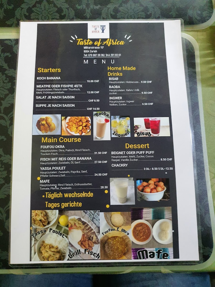 Menu Taste Of Africa-4