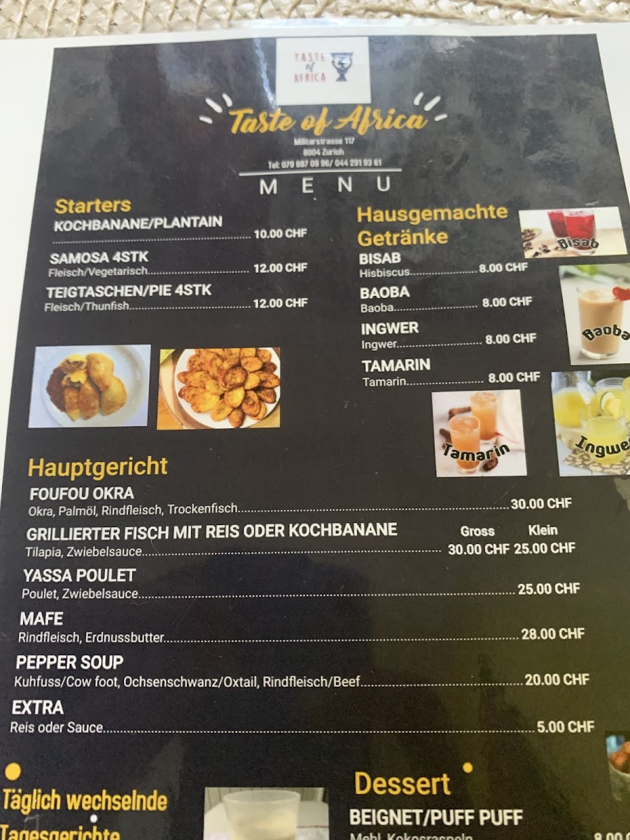 Menu Taste Of Africa-5