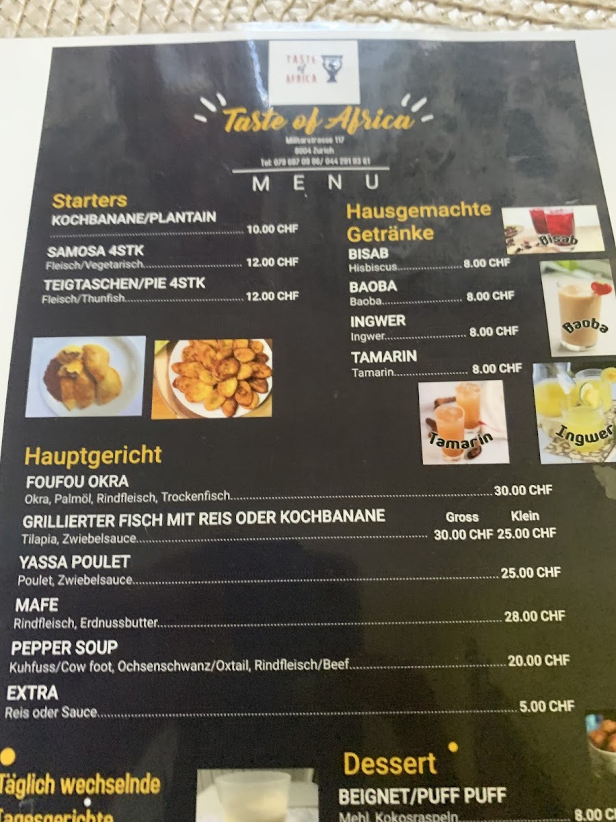 Menu Taste Of Africa-6