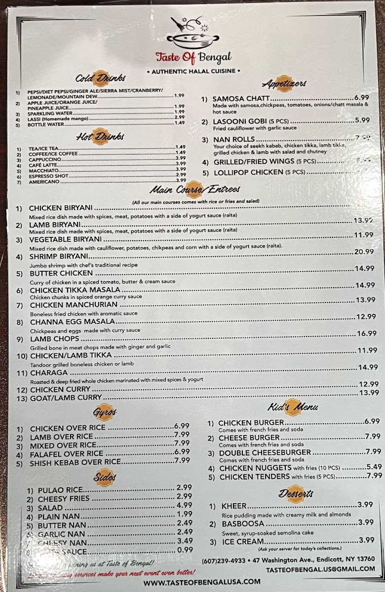 Menu Taste Of Bengal-2