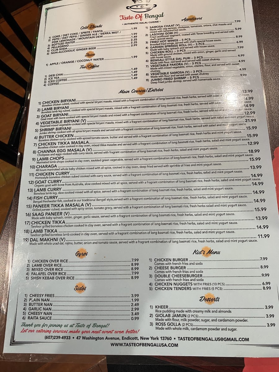 Menu Taste Of Bengal-3