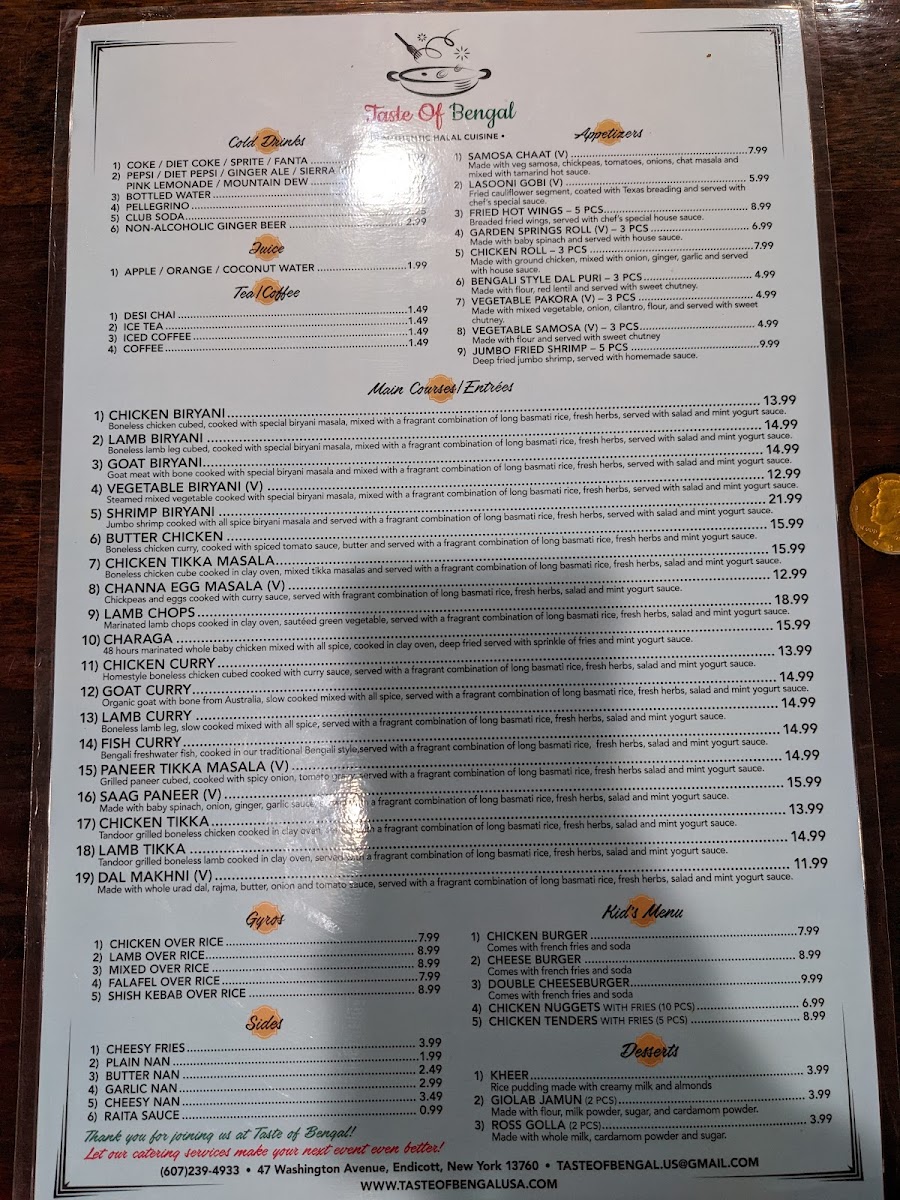 Menu Taste Of Bengal-5