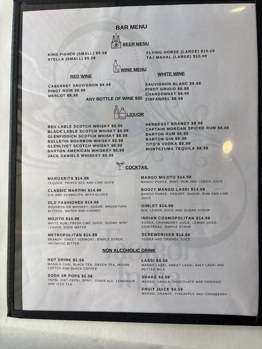 Menu Taste Of India Restaurant - Banquet & Catering-2