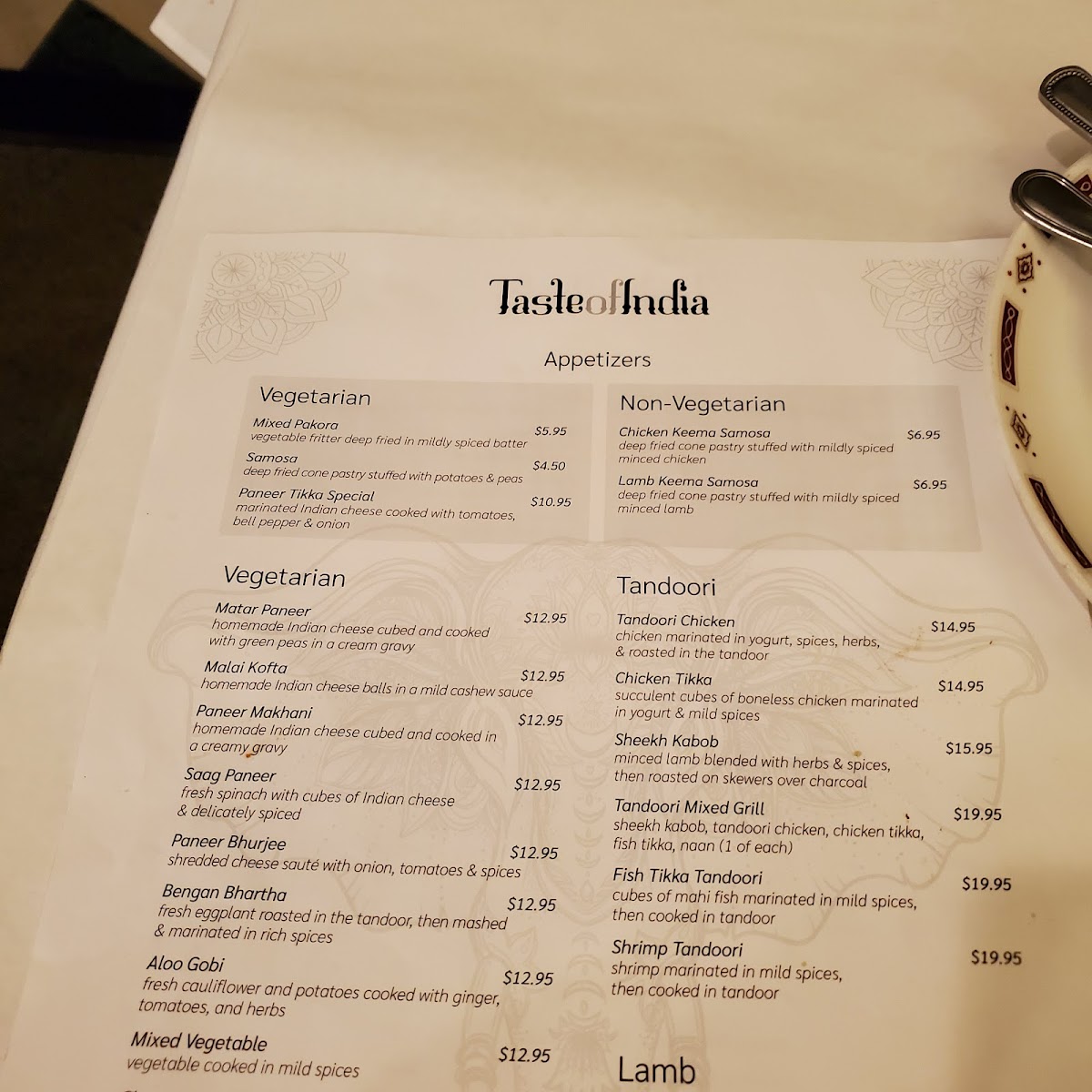 Menu Taste Of India Restaurant - Banquet & Catering-6