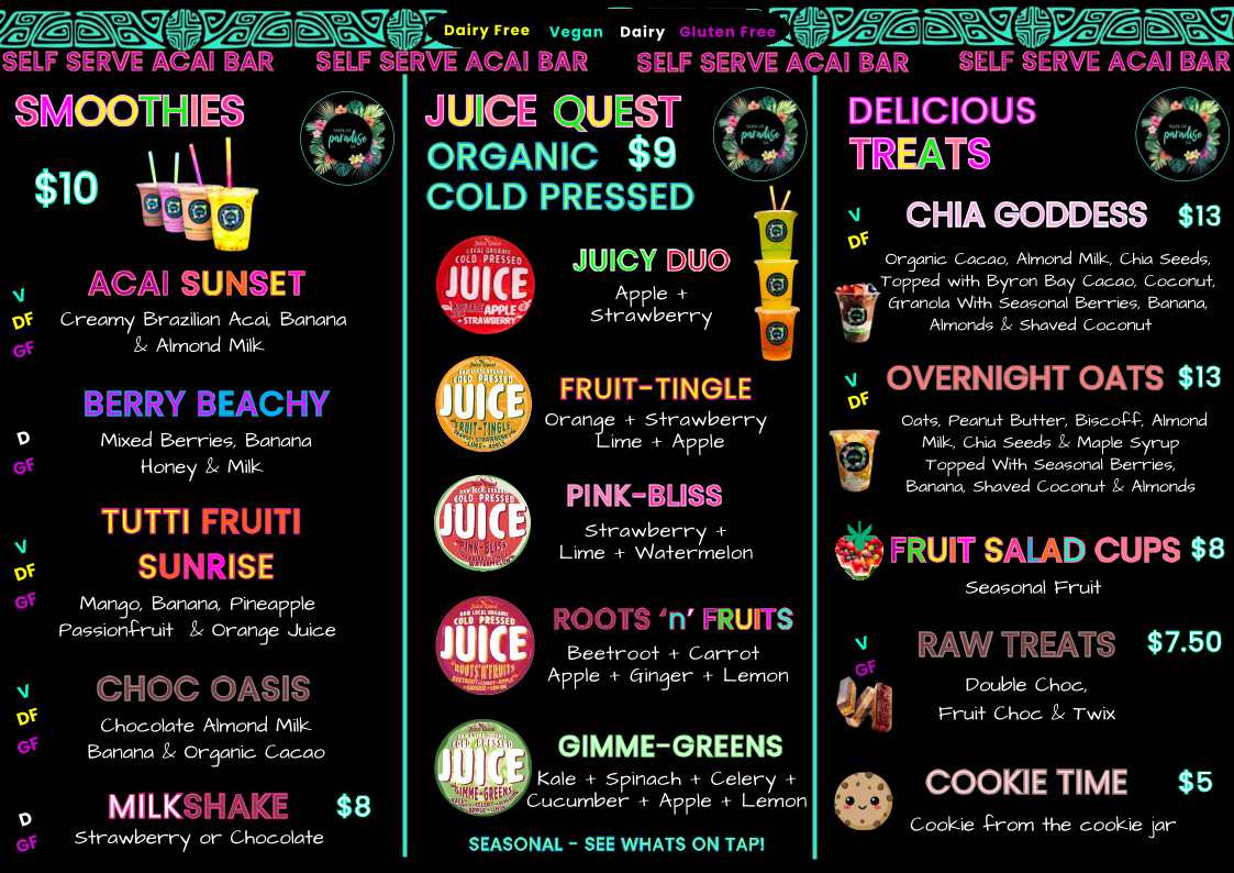 Menu Taste Of Paradise Sa-2