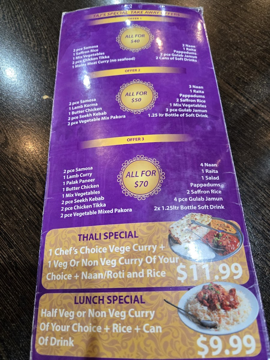 Menu Taste Of Taj Sweets And Indian Cuisine-2
