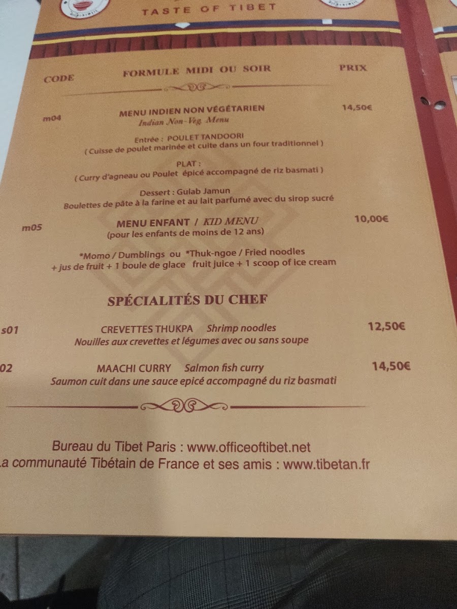 Menu Taste Of Tibet-4