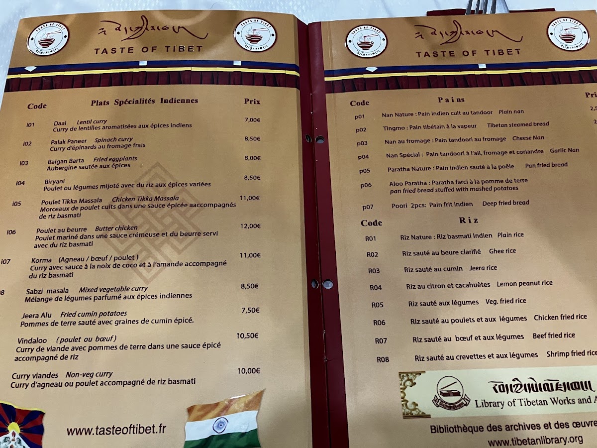 Menu Taste Of Tibet-5
