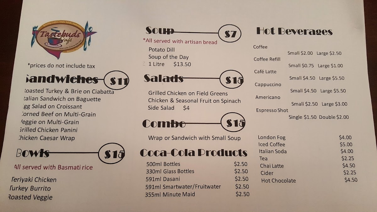 Menu Tastebuds Cafe-1