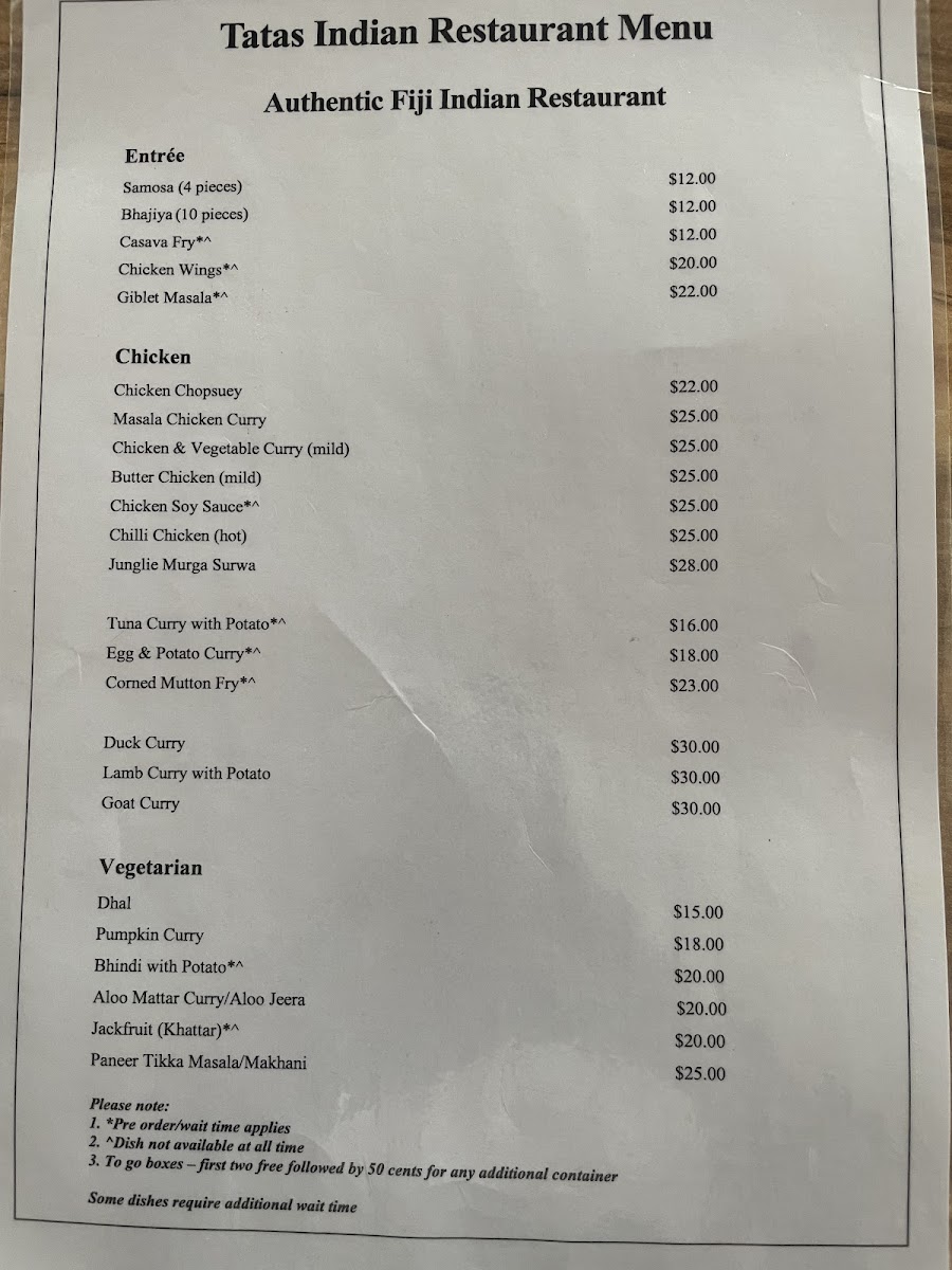 Menu Tatas Indian Restaurant-1