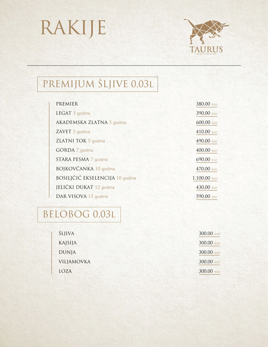 Menu Taurus-2