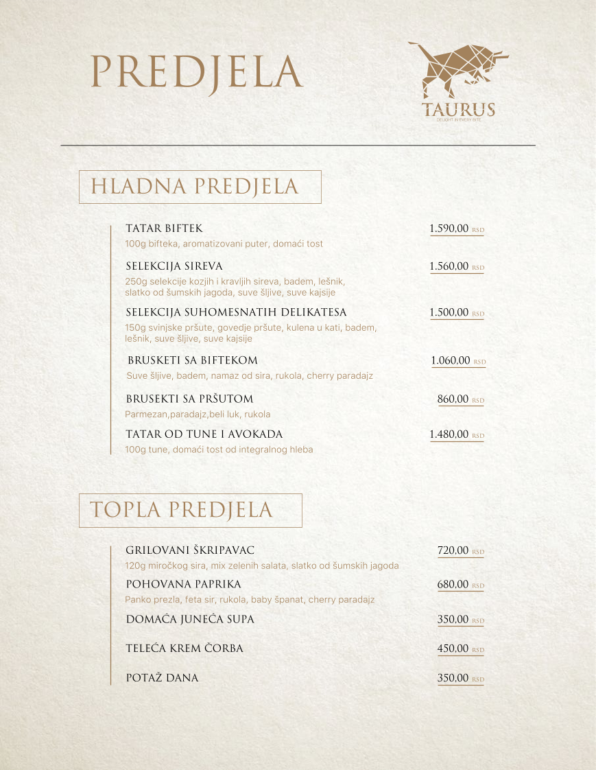 Menu Taurus-7