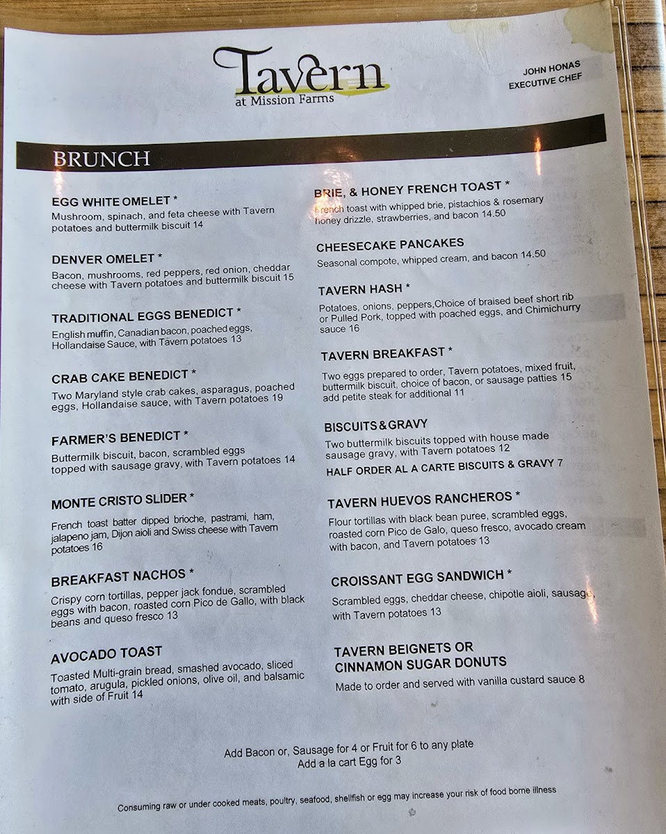 Menu Tavern At Mission Farms-1
